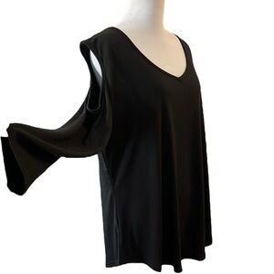 AOLAKEKE LONG SLEEVE COLD SHOULDER TOP BLACK SIZE XXL NEW WITH TAGS